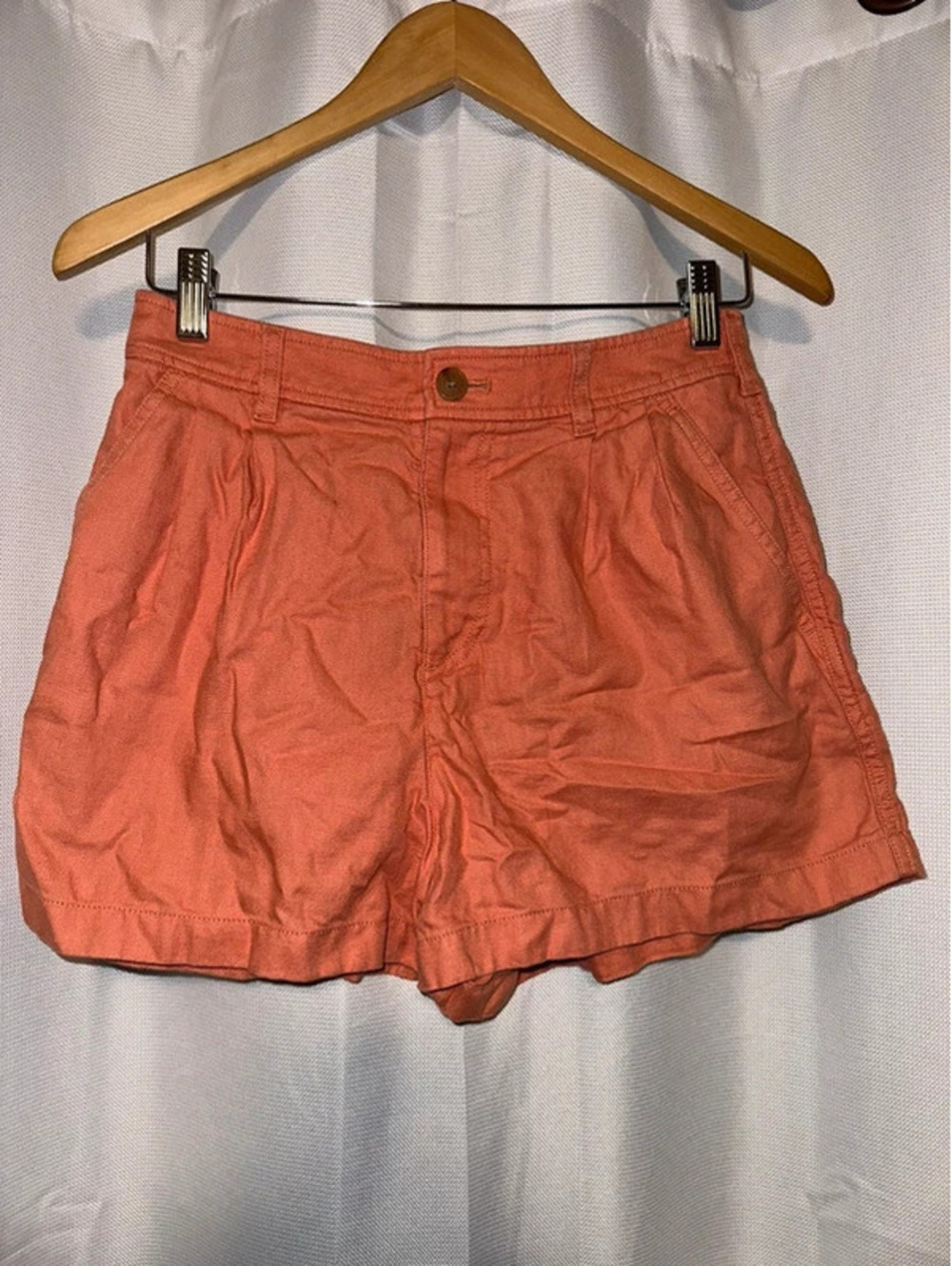 Uniqlo Women's Orange Linen Cotton Shorts S